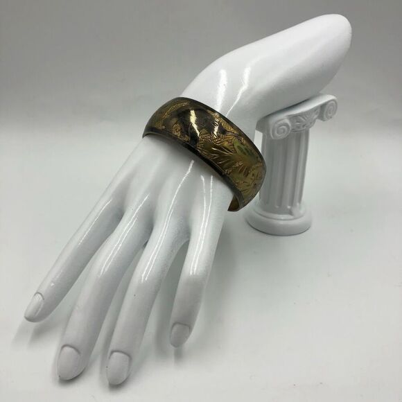 Vintage Elephant Animal Jungle Safari Metal Brass Women's Bangle Bracelet - Picture 3 of 10